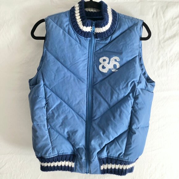 Vintage VS PINK Puffer Vest Dusty Blue - Picture 1 of 7